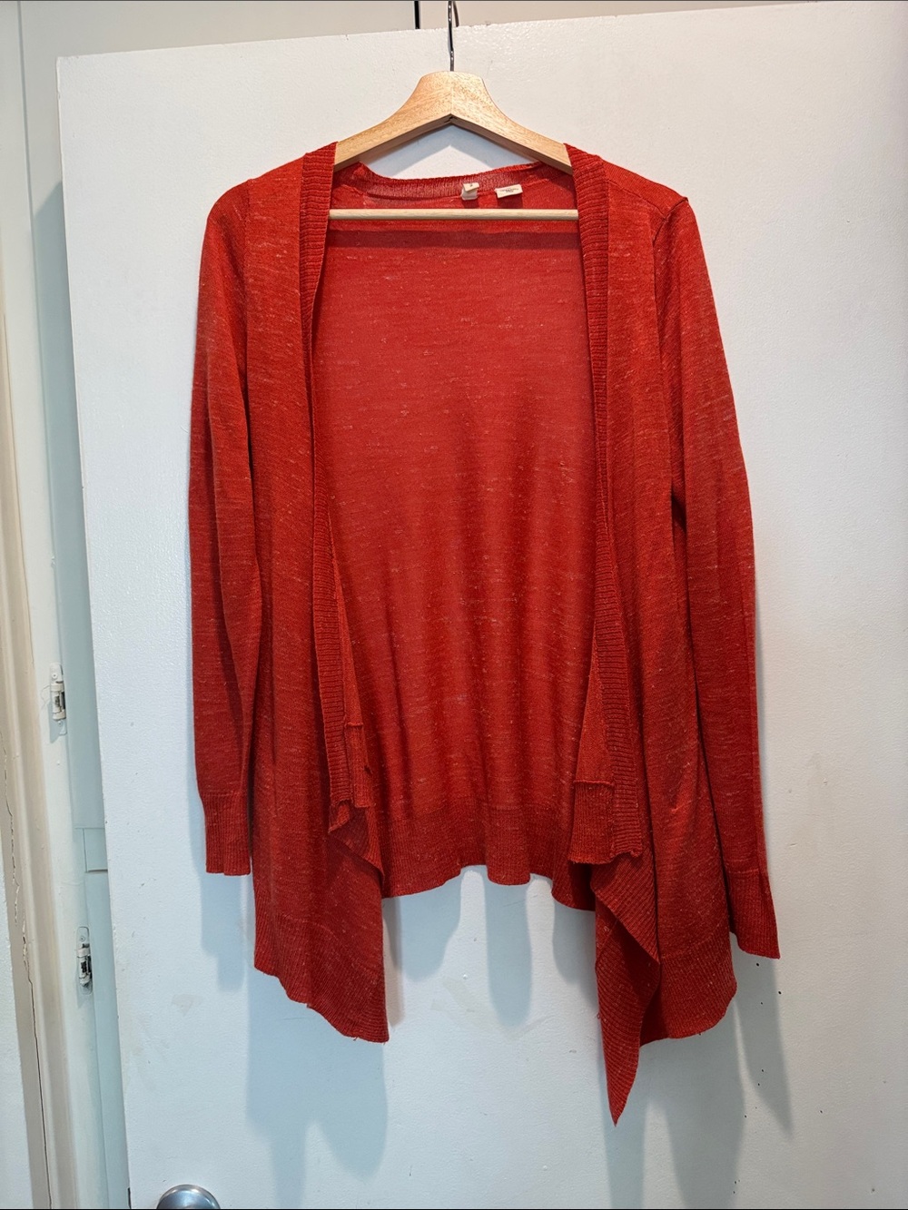 Moth Open-Front Draped Cardigan – Rust Orange